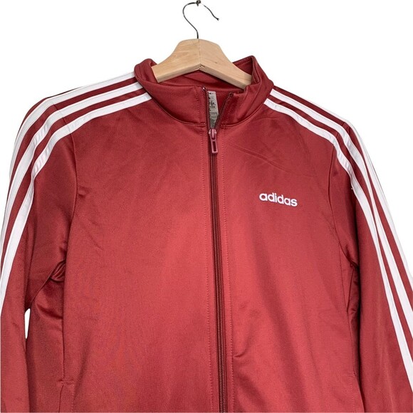Adidas Womens Track Jacket Red White Mock Neck Full Zip Front Pockets S - Picture 6 of 10